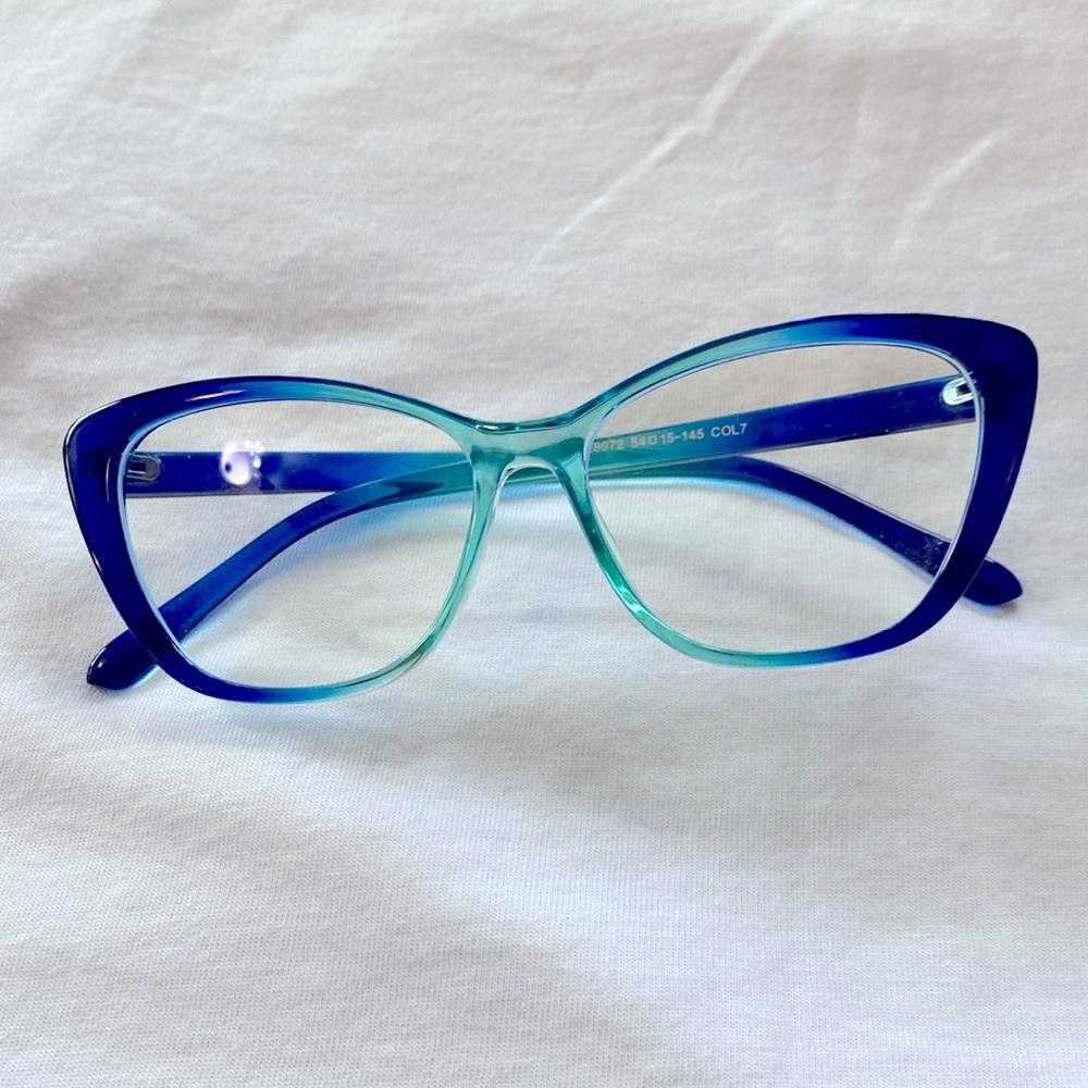 Blue light blocker cat eye glasses- blue turquoise frames